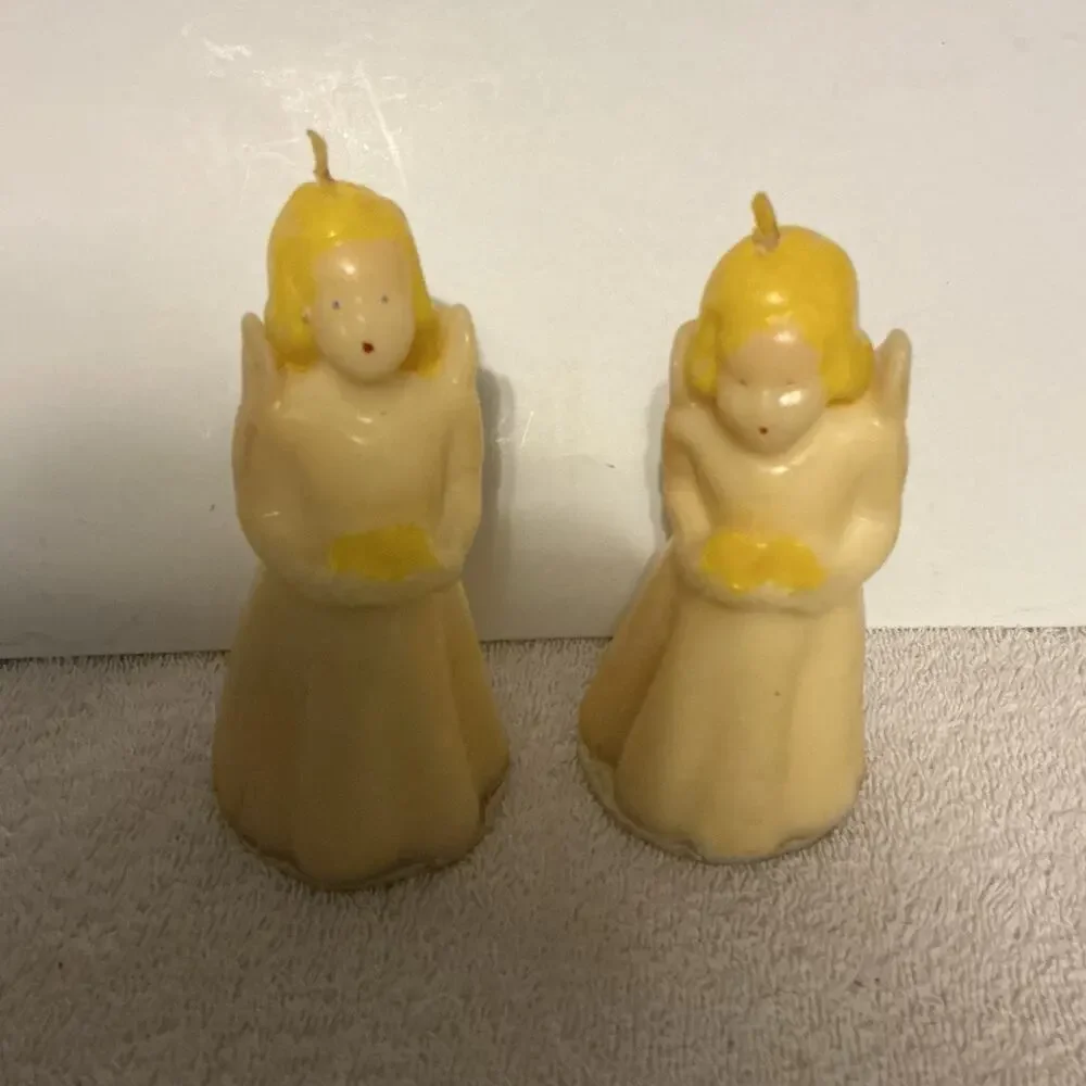Vintage Pair Of Choral Girls Candles By Tavern Candle Company Unburned